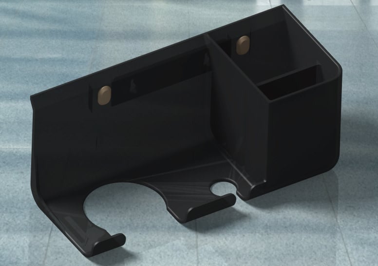 Porta asciugacapelli da parete con vano laterale, rendering