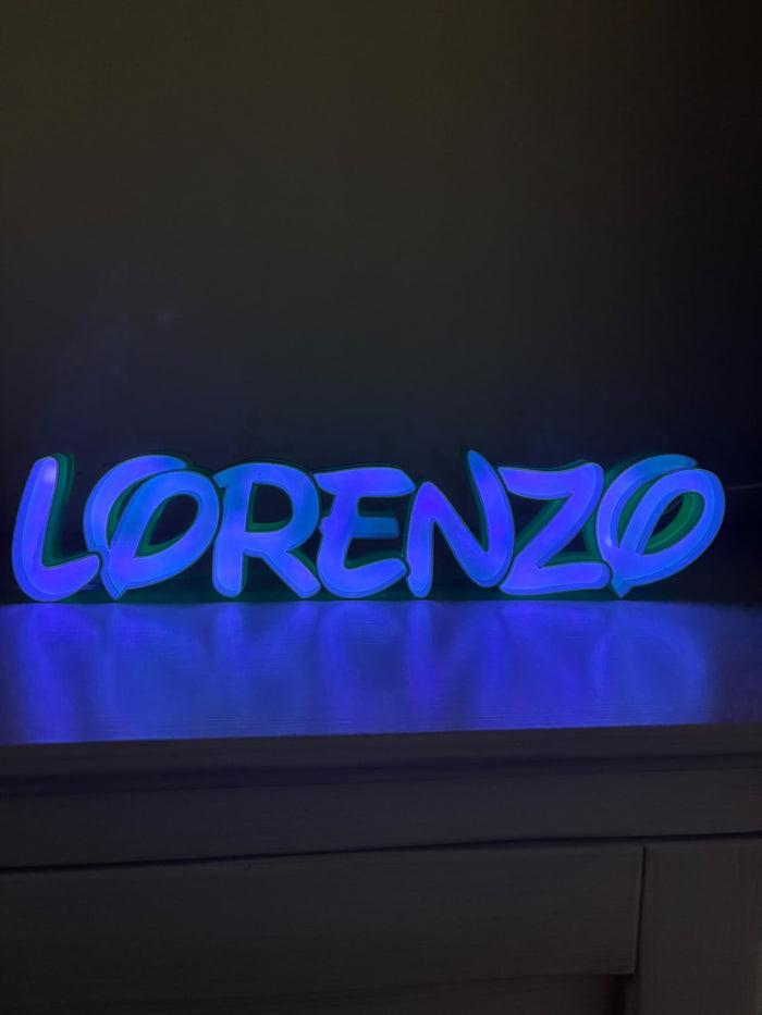 Lampada Luminosa con Nome da Appoggiare – Stampata in 3D